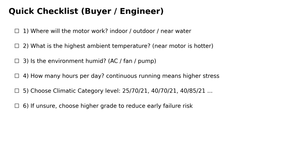 Figure 3. Simple selection checklist
